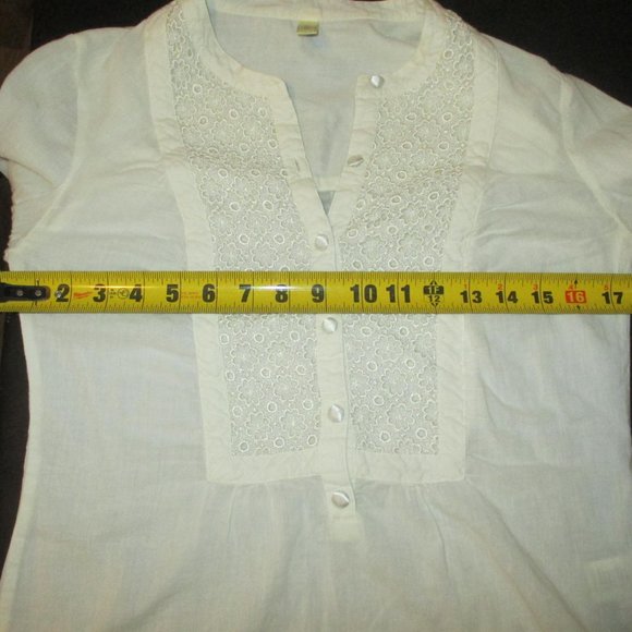 OLD NAVY Split button down Textured Vintage look Blouse Long Sleeve Cotton SZ S - Picture 7 of 12